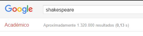 Búsqueda Shakespeare Google Scholar